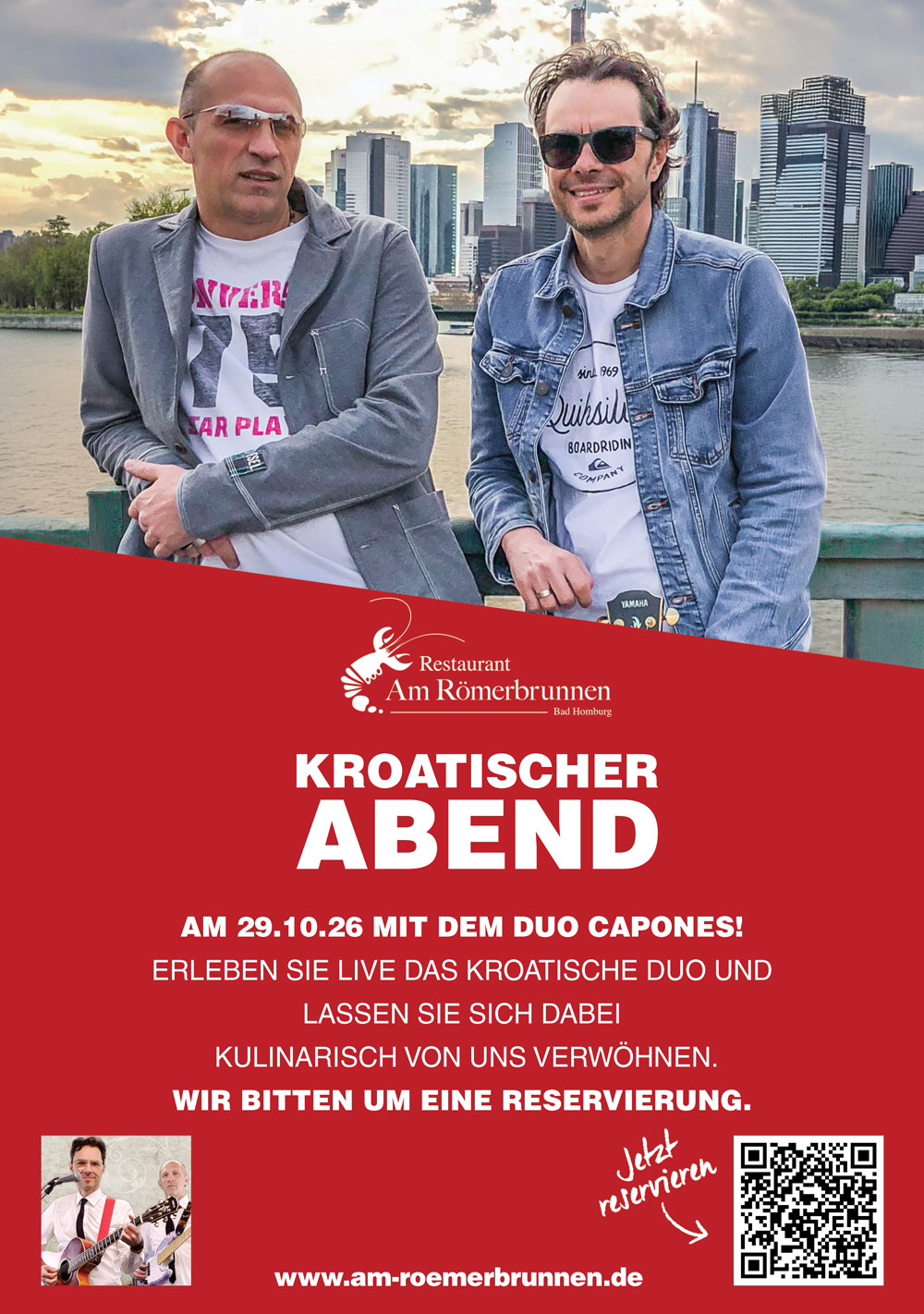 Ankündigung des kroatischen Abends mit dem Duo Capones am 29. Oktober 2026